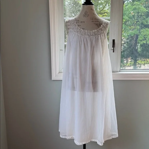 Vintage Vanity Fair peignoir robe & nightgown set Ivory/white floral EVC size L - Picture 7 of 11